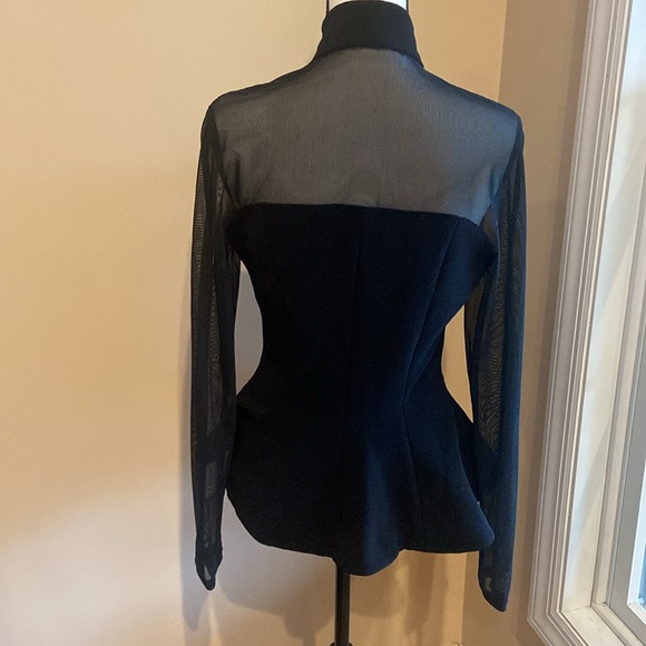 VINTAGE LILLIE RUBIN Made In USA Size M Black Dressy Jacket Long Sheer Sleeves - Picture 6 of 13